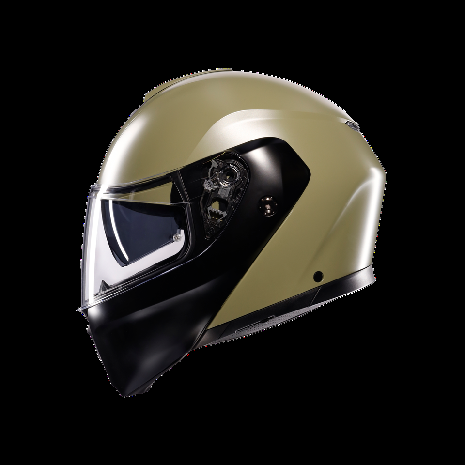 casco motocicleta streetmodular mono mate pastel verde-negro con apertura frontal dote2206